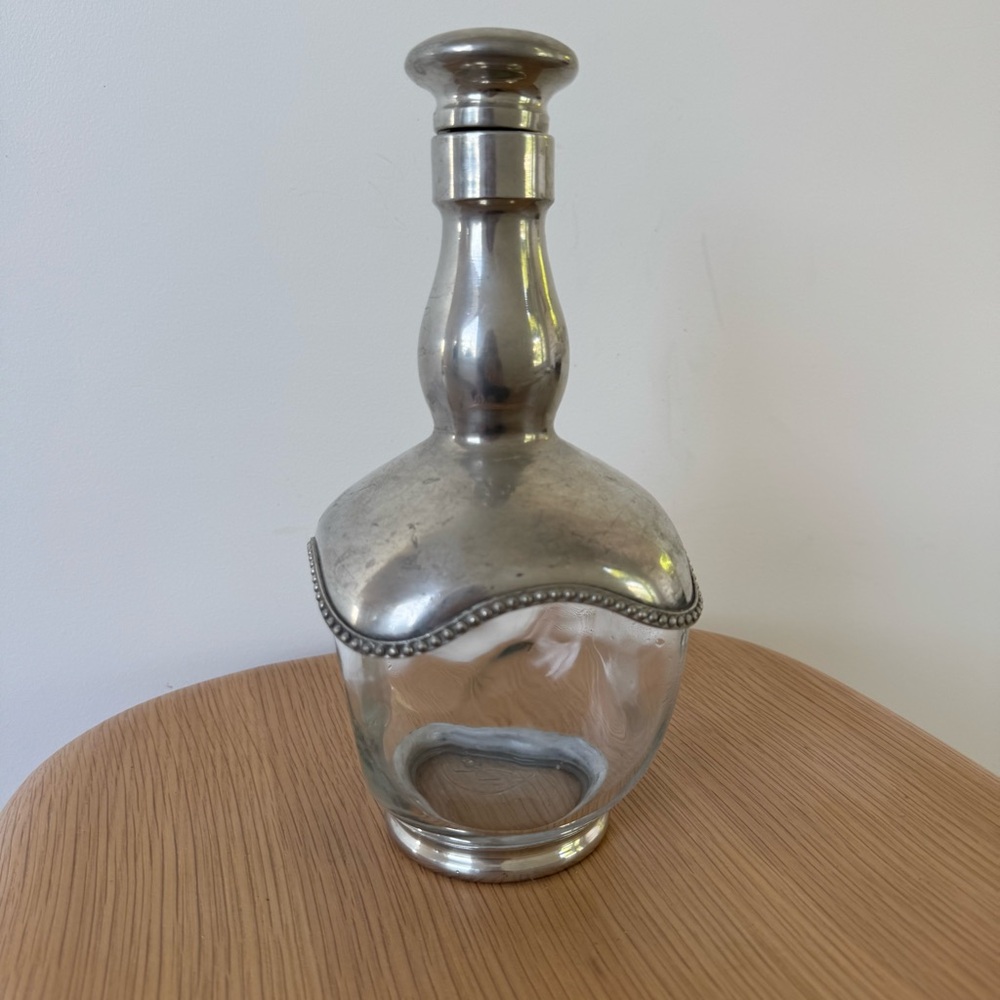 Antique / Vintage Malta Decanter Clear Glass and Pewter Made in France - Picture 10 of 10